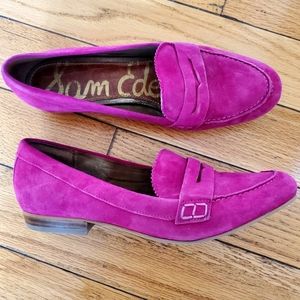 Sam Edelman Hot Pink Suede Penny Loafers